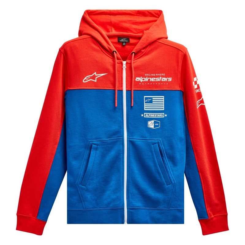 Mikina Alpinestars H Block Hoodie fluorescenčno červeno-svetlo modrá