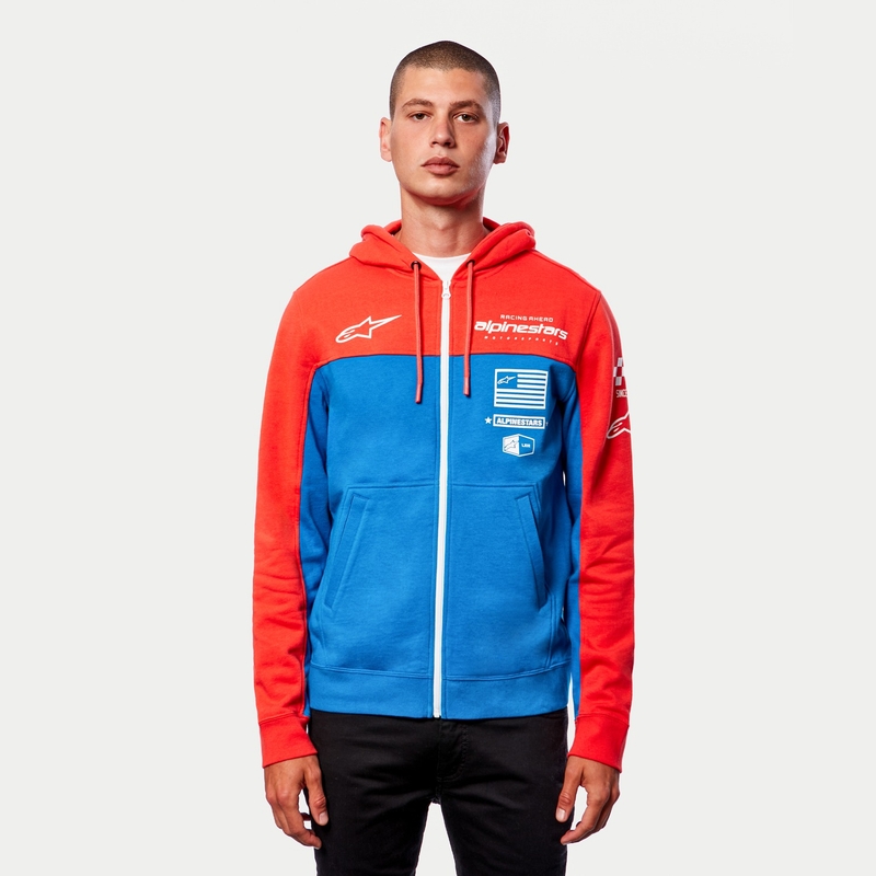 Mikina Alpinestars H Block Hoodie fluorescenčno červeno-svetlo modrá