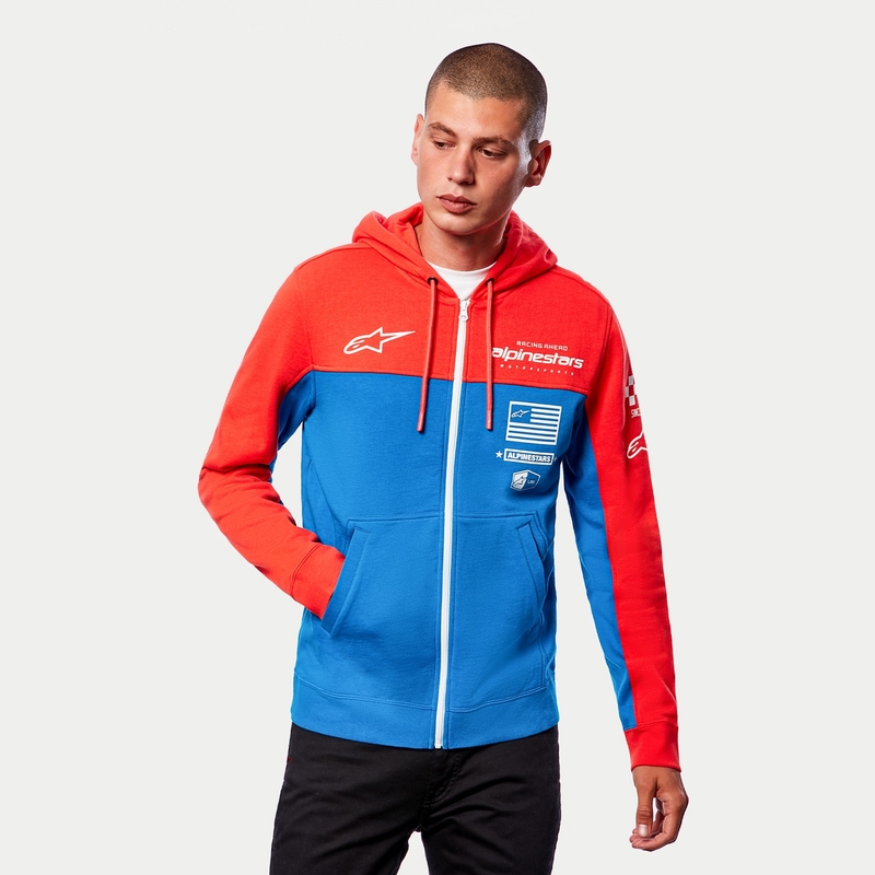 Mikina Alpinestars H Block Hoodie fluorescenčno červeno-svetlo modrá