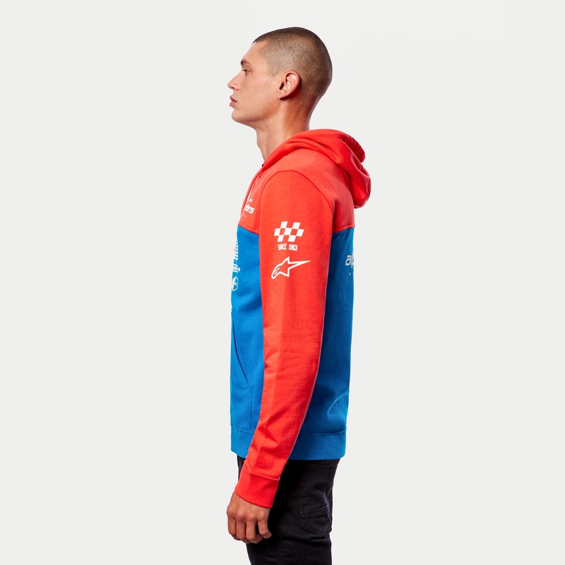Mikina Alpinestars H Block Hoodie fluorescenčno červeno-svetlo modrá
