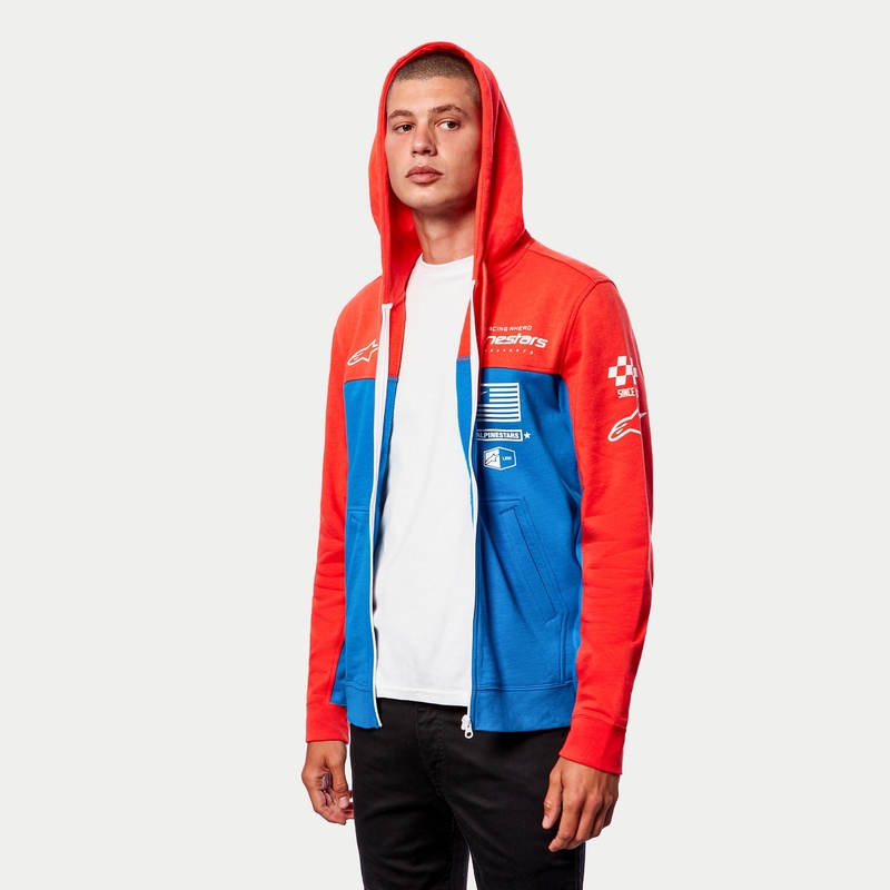 Mikina Alpinestars H Block Hoodie fluorescenčno červeno-svetlo modrá