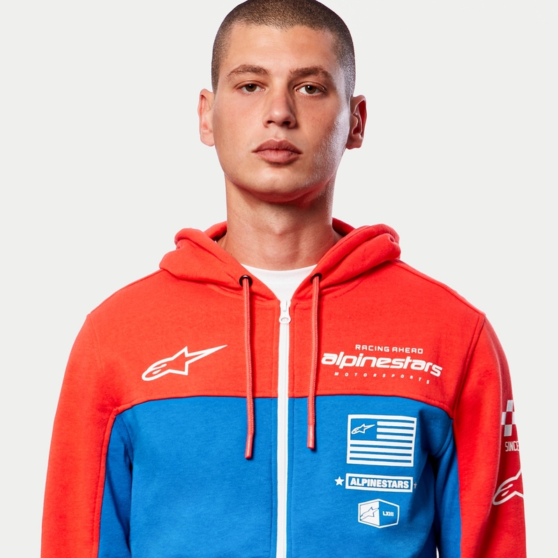 Mikina Alpinestars H Block Hoodie fluorescenčno červeno-svetlo modrá