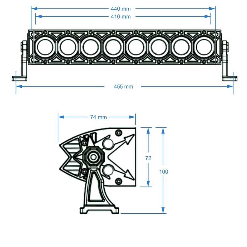 LED svetelná rampa SHARK LED LIGHT BAR 17" WITH HALO RING, CREE LED, 80 W