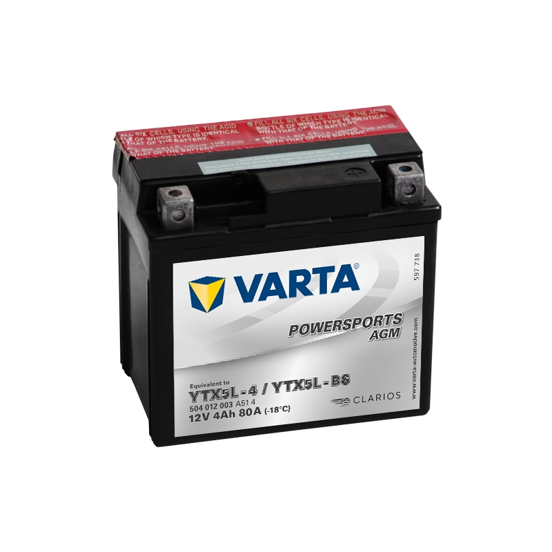 Bezúdržbová batéria VARTA YTX5L-4/YTX5L-BS 12 V /4 Ah