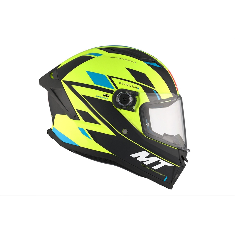 Integrálna prilba na motocykel MT Stinger 2 Solid Zivze fluorescenčno zeleno-čierno-modrá matná