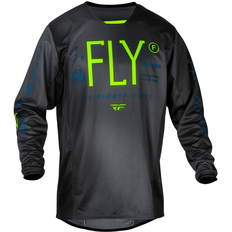 Detský motokrosový dres FLY Racing Prodigy čierno-fluorescenčno zeleno-modrý