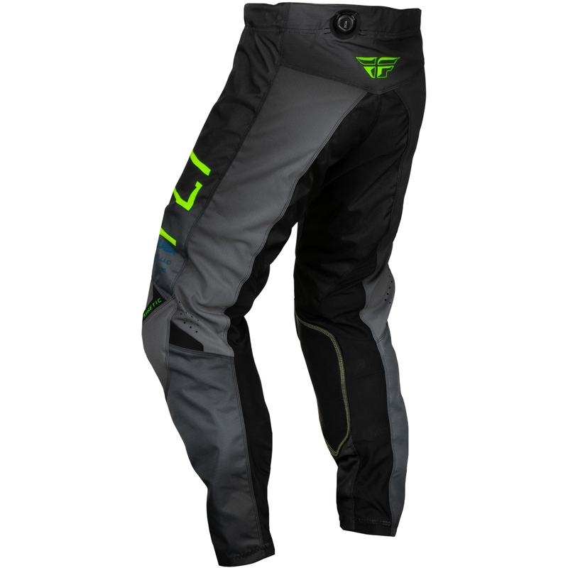 Detské motokrosové nohavice FLY Racing Kinetic Prodigy čierno-fluo zeleno-modré výpredaj
