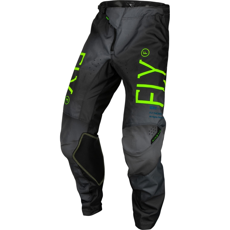 Detské motokrosové nohavice FLY Racing Kinetic Prodigy čierno-fluo zeleno-modré výpredaj
