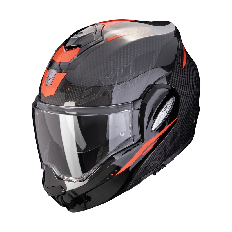 Preklápacia prilba na motocykel Scorpion EXO-TECH EVO CARBON ROVER čierno-červená výpredaj