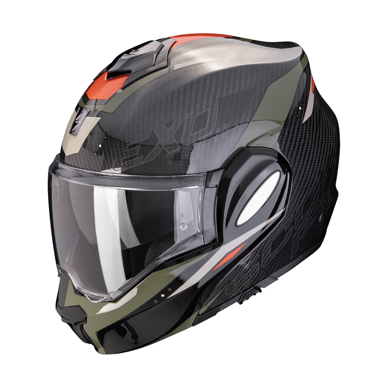 Preklápacia prilba na motocykel Scorpion EXO-TECH EVO CARBON ROVER čierno-zelená