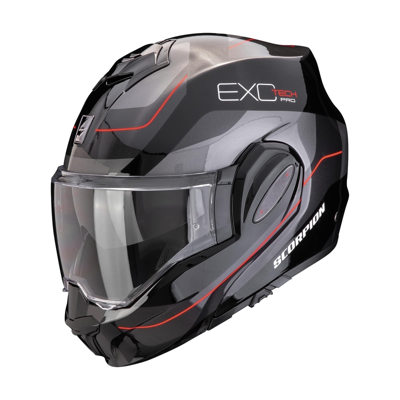 Preklápacia prilba na motocykel Scorpion EXO-TECH EVO PRE COMMUTA čierno-strieborno-červená výpredaj