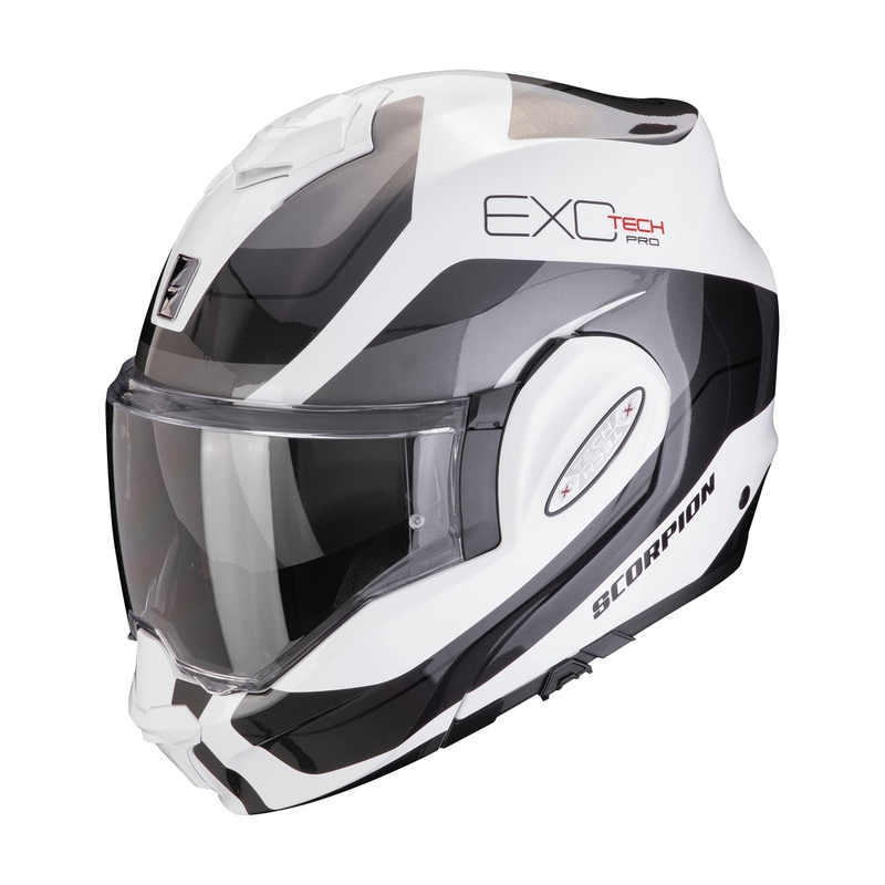 Preklápacia prilba na motocykel Scorpion EXO-TECH EVO PRE COMMUTA bielo-strieborná výpredaj