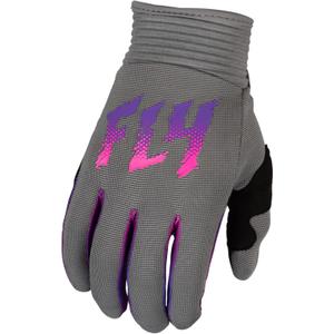 Detské motokrosové rukavice FLY Racing F-16 2024 šedo-ružovo-fialové