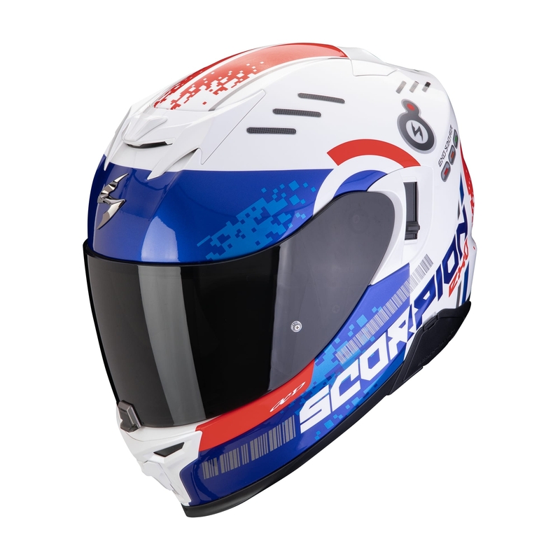 Integrálna prilba na motocykel Scorpion EXO-520 EVO AIR TITAN bielo-modro-červená výpredaj