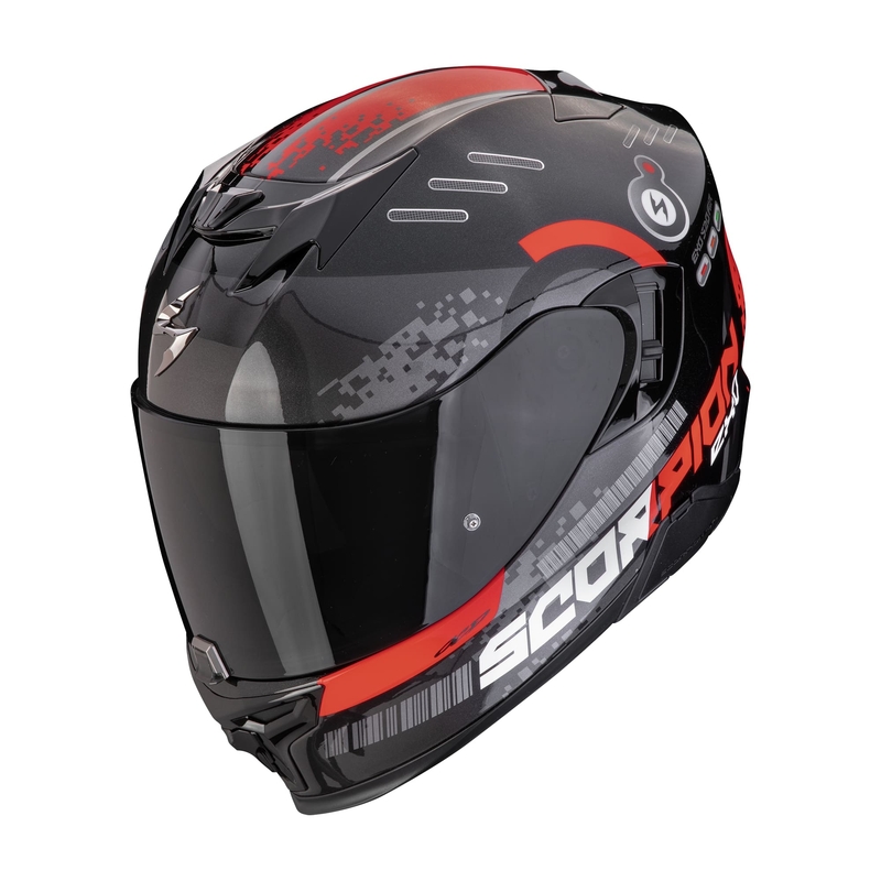 Integrálna prilba na motocykel Scorpion EXO-520 EVO AIR TITAN metalická čierno-červená výpredaj