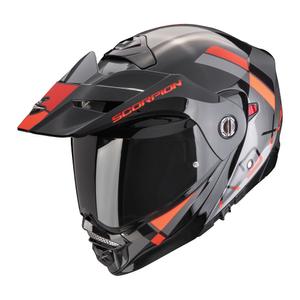Výklopná helma na motorku Scorpion ADX-2 GALANE strieborno-čierno-červená