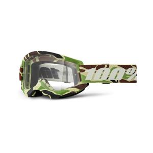Motokrosové okuliare 100% STRATA 2 New War Camo zelené (číre plexi)