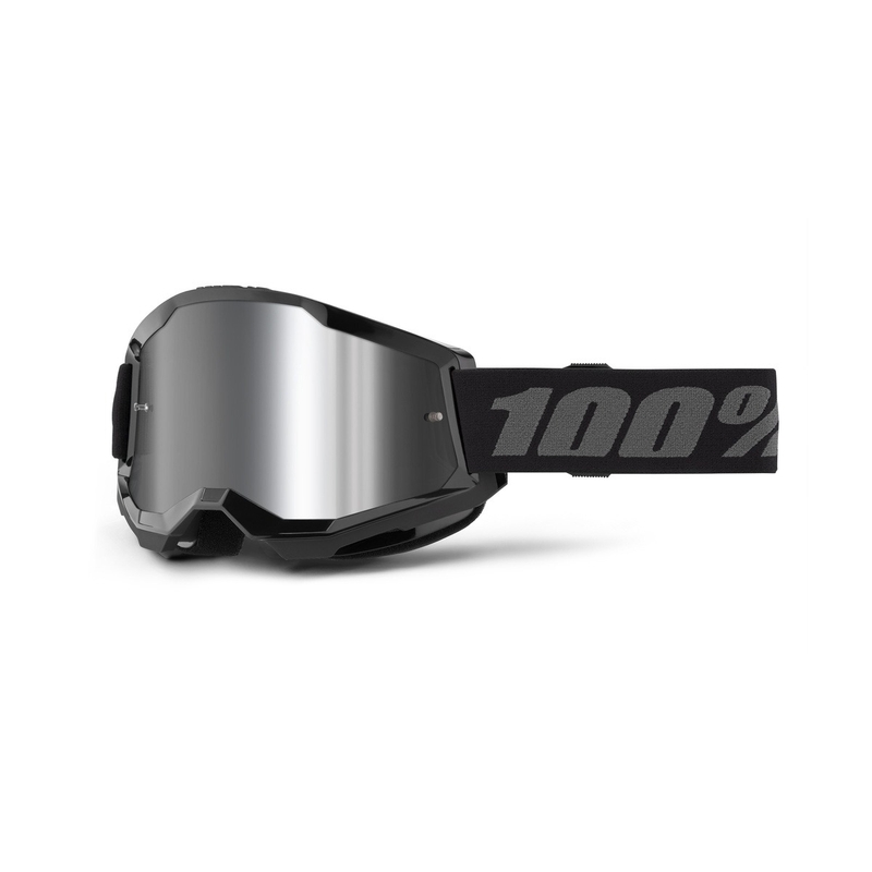 Motokrosové okuliare 100 % STRATA 2 New čierne (strieborné plexisklo)