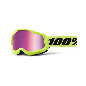 Motokrosové okuliare 100% STRATA 2 New fluo žlté (ružové plexi)
