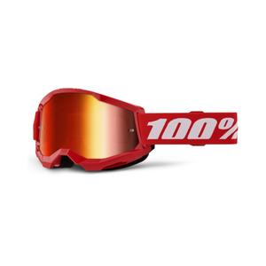 Motokrosové okuliare 100% STRATA 2 New červené (červené plexi)