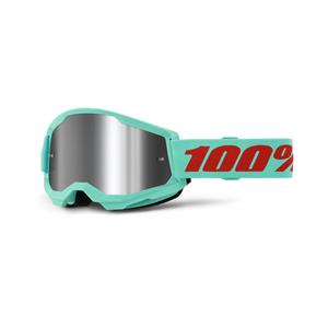 Motokrosové okuliare 100% STRATA 2 New Maupiti zelené (strieborné plexi)
