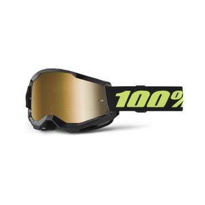 Motokrosové okuliare 100% STRATA 2 New Solar čierne (zlaté plexi)