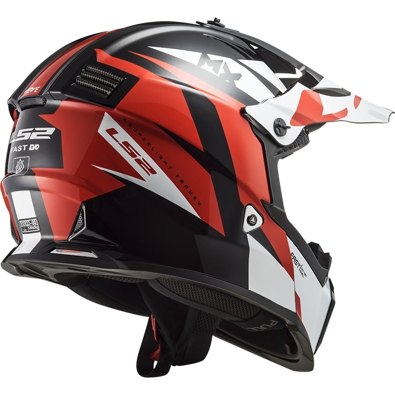Detská motokrosová prilba LS2 MX437 FAST EVO MINI STRIKE čierno-bielo-červená