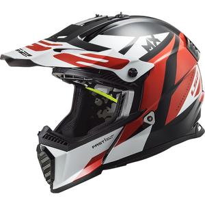 Detská motokrosová helma LS2 MX437 FAST EVO MINI STRIKE čierno-bielo-červená