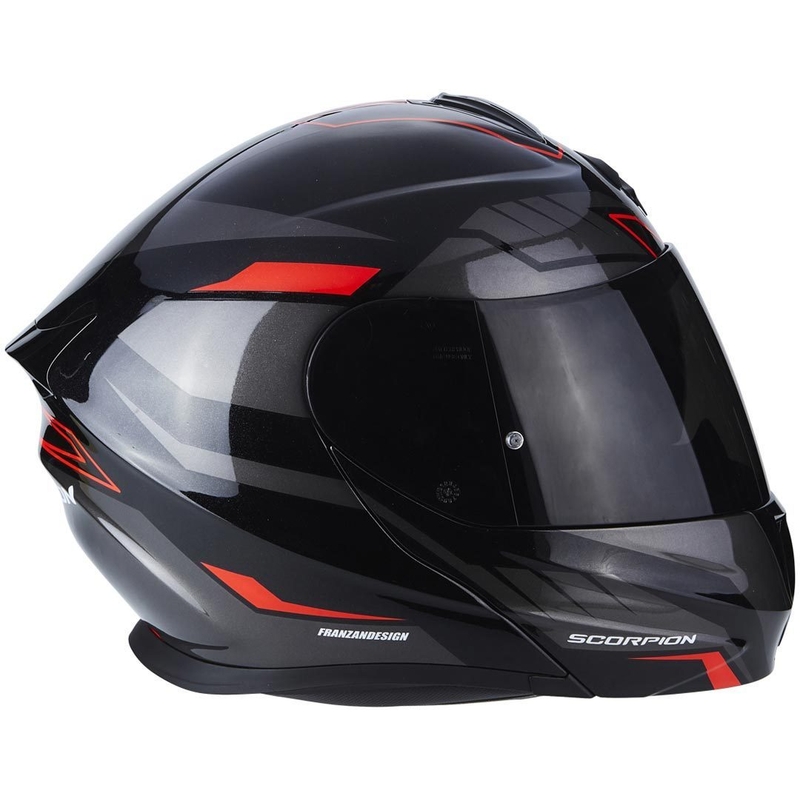 Moto prilba výklopná Scorpion EXO-920 Shuttle čierno-strieborno-červená výpredaj