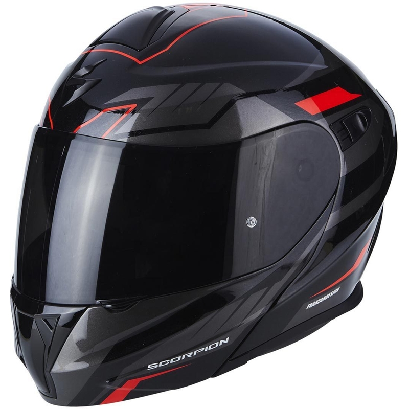Moto prilba výklopná Scorpion EXO-920 Shuttle čierno-strieborno-červená výpredaj
