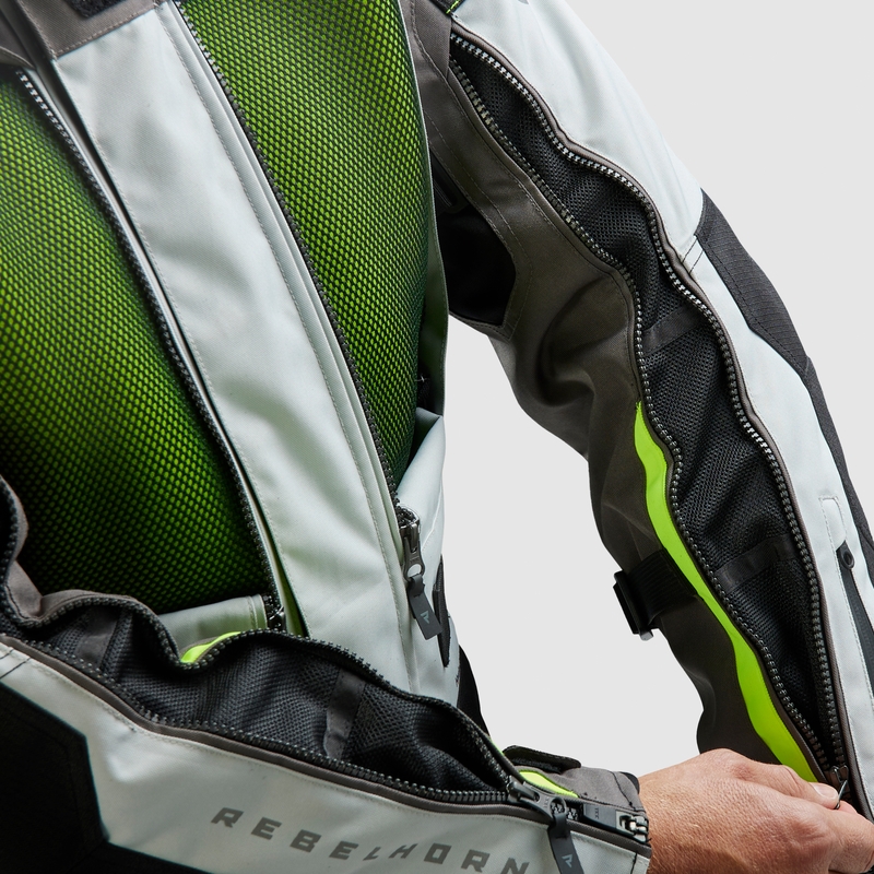 Bunda na motorku Rebelhorn Cubby V čierno-šedo-fluo žltá