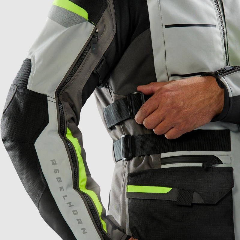 Bunda na motorku Rebelhorn Cubby V čierno-šedo-fluo žltá