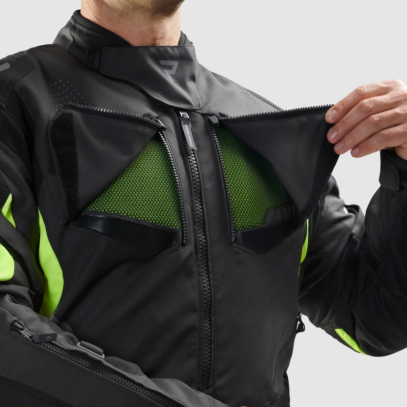 Bunda na motocykel Rebelhorn Hiker IV čierno-antracitovo-fluorescenčno žltá