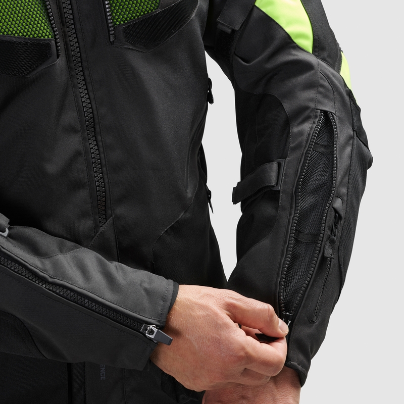 Bunda na motocykel Rebelhorn Hiker IV čierno-antracitovo-fluorescenčno žltá