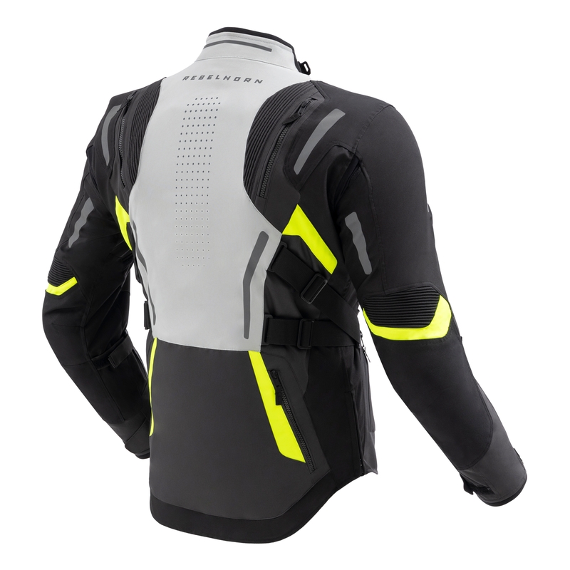Bunda na motorku Rebelhorn Hiker IV čierno-šedo-fluo žltá