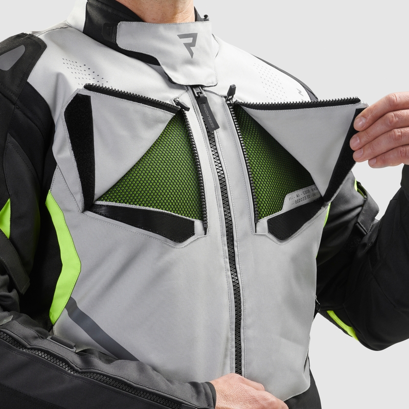 Bunda na motorku Rebelhorn Hiker IV čierno-šedo-fluo žltá