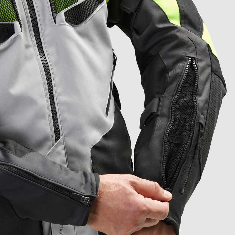Bunda na motorku Rebelhorn Hiker IV čierno-šedo-fluo žltá