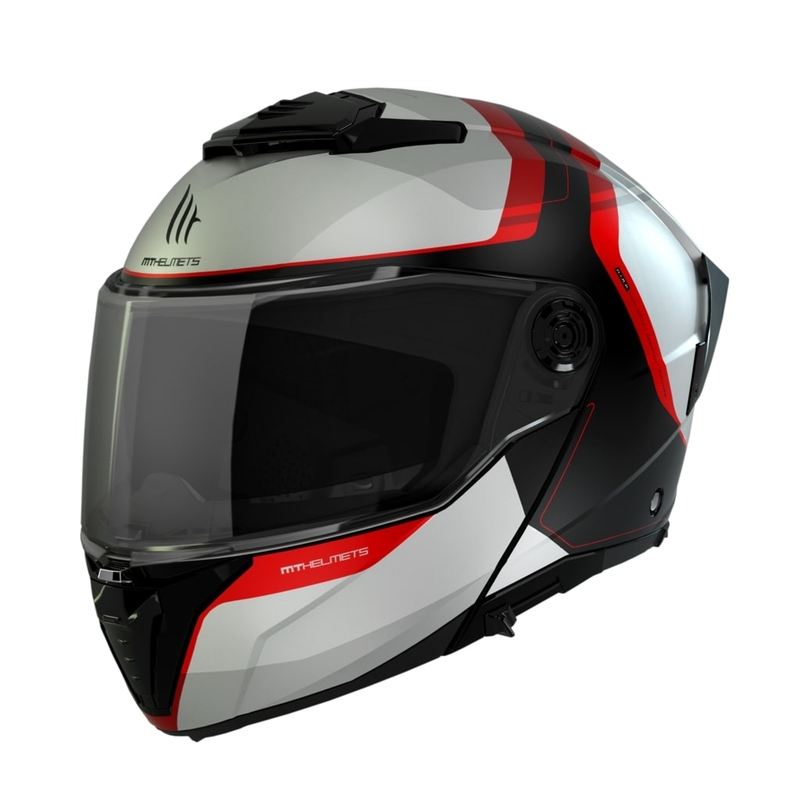 Odklápacia prilba na motocykel MT ATOM 2 SV EMALLA B0 matná bielo-čierno-červená