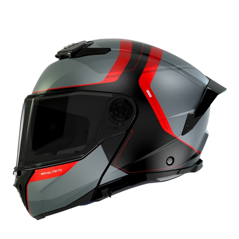 Odklápacia prilba na motocykel MT ATOM 2 SV EMALLA B15 matná šedo-čierno-červená