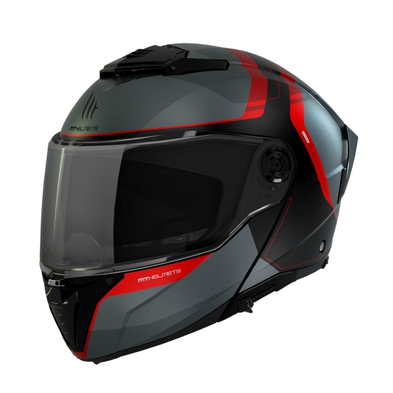 Odklápacia prilba na motocykel MT ATOM 2 SV EMALLA B15 matná šedo-čierno-červená