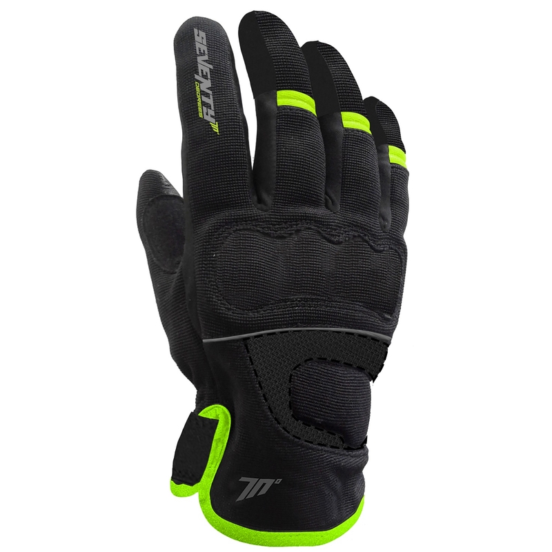 Dámske rukavice na motocykel SEVENTY DEGREES SD-C45 čierno-fluo žlté