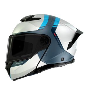 Vyklápacia helma na motorku MT ATOM 2 SV EMALLA C17 matná bielo-modro-tyrkysová