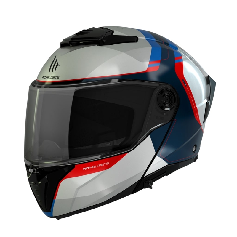 Odklápacia prilba na motocykel MT ATOM 2 SV EMALLA C7 bielo-modro-červená