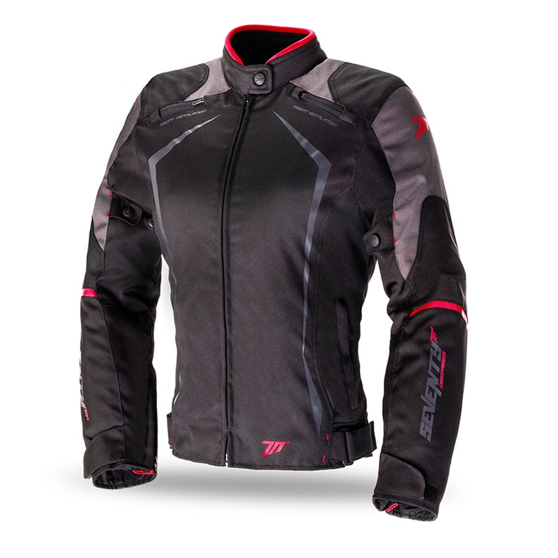 Dámska bunda na motocykel SEVENTY DEGREES SD-JR49 čierno-červená