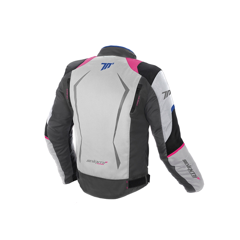 Dámska bunda na motocykel SEVENTY DEGREES SD-JR49 šedo-modro-ružová