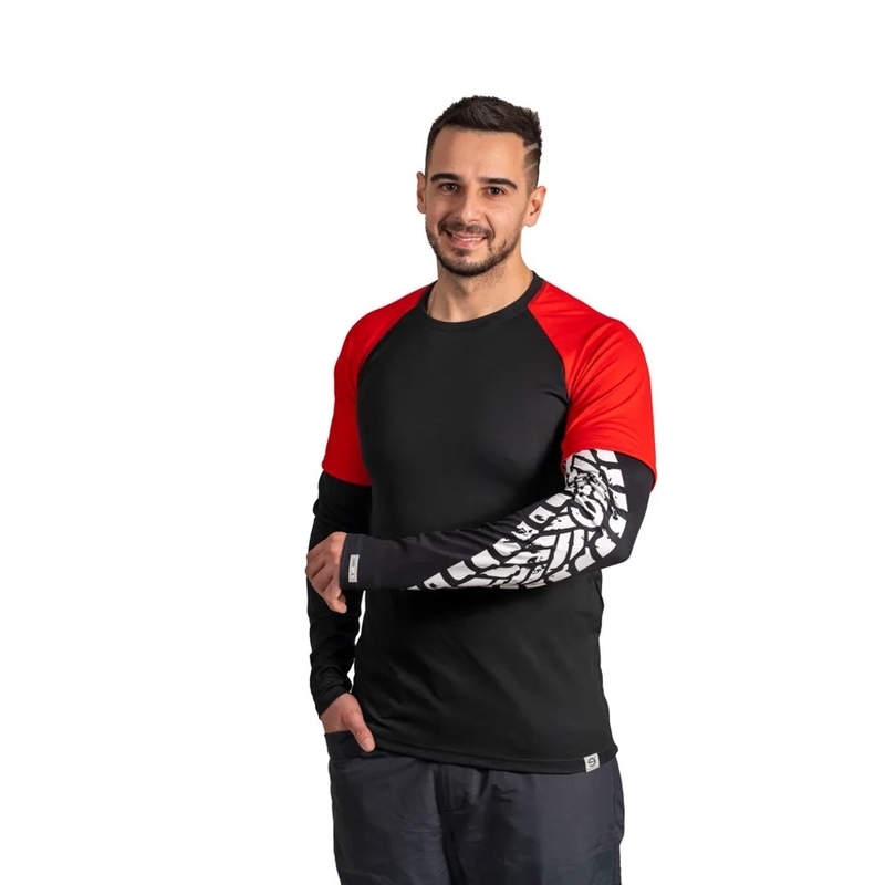 Pánske tričko nanosilver® TRACK - dlhý rukáv čierno-červené