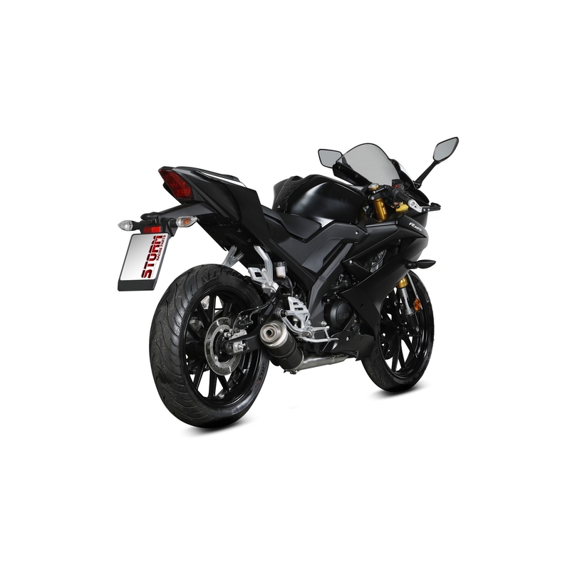 Výfuk kompletný 1x1 STORM GP čierna pre YAMAHA YZF-R 125 2019-2024, YAMAHA MT 125 2020-2026