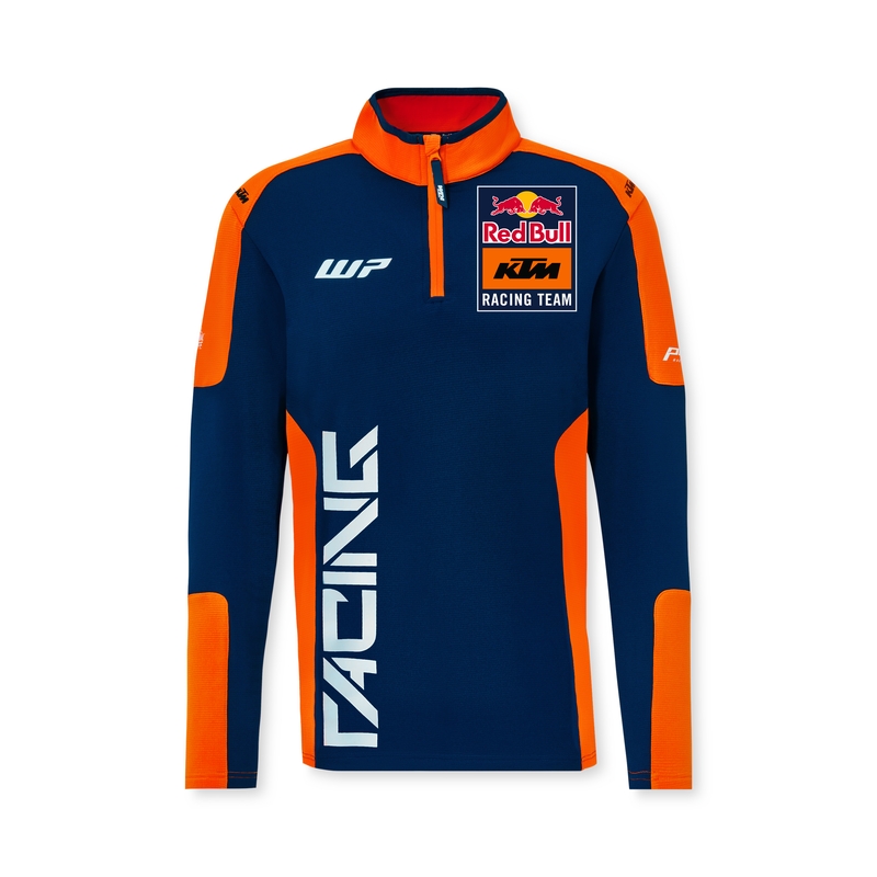 Sveter KTM Replica Team s polovičným zipsom modro-oranžový výpredaj