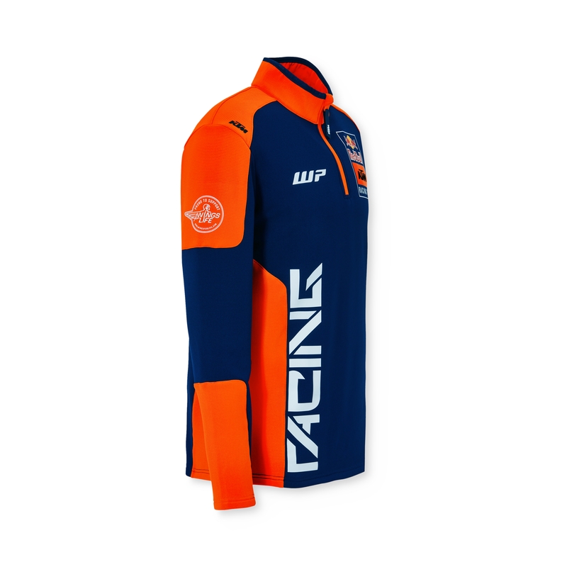 Sveter KTM Replica Team s polovičným zipsom modro-oranžový výpredaj