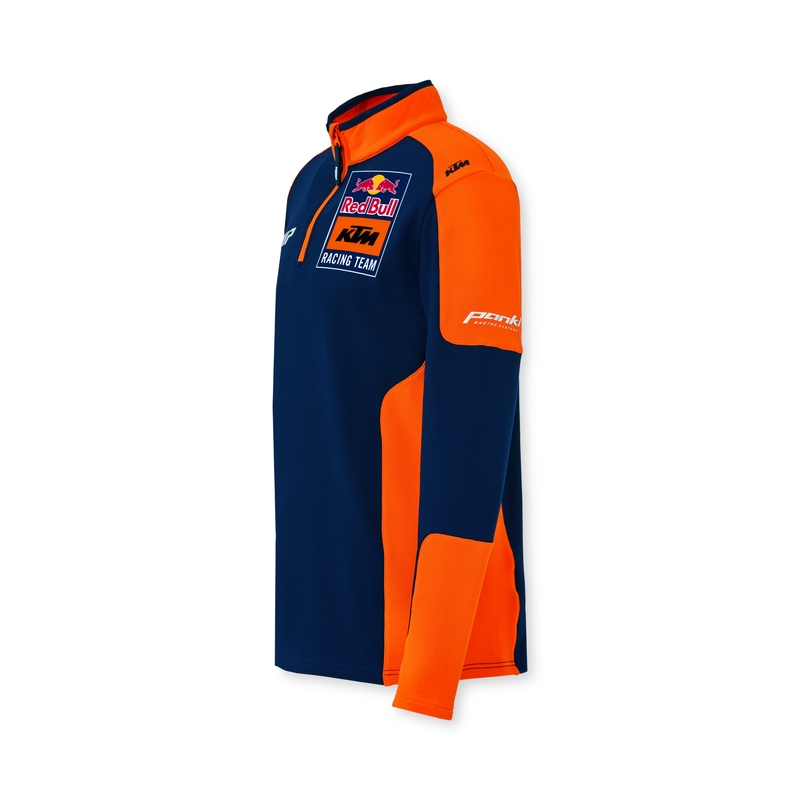 Sveter KTM Replica Team s polovičným zipsom modro-oranžový výpredaj